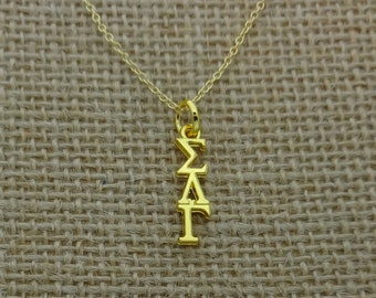 Sigma Lambda Gamma sororidad joyería colgante gota encanto cadena collar de oro relleno