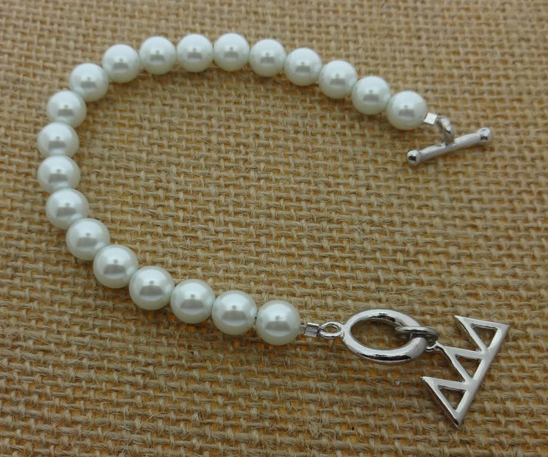 Tri Delta Sorority Ring - Sterling Silver Skinny Band With Black Enamel Letters (Delta Delta Delta)