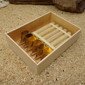 1 Set of 6 Art Drawing Tools with Plywood Box: Batik Brass Tjanting Tools