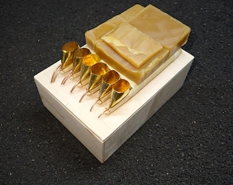 1 Set of Batik Starter Kit: Brass Tjanting Set & Wax in Personalized Plywood Box