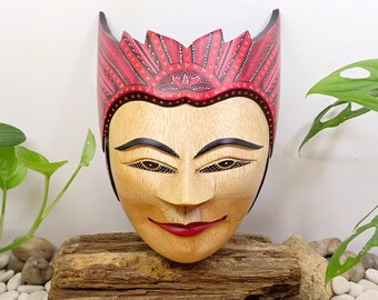 Wooden "Crowned Tribal Mask", Hand Drawing, Wood Carving, Home Wall Décor, Wall Hanging, Home Decoration, House Warming Gift, Collectibles