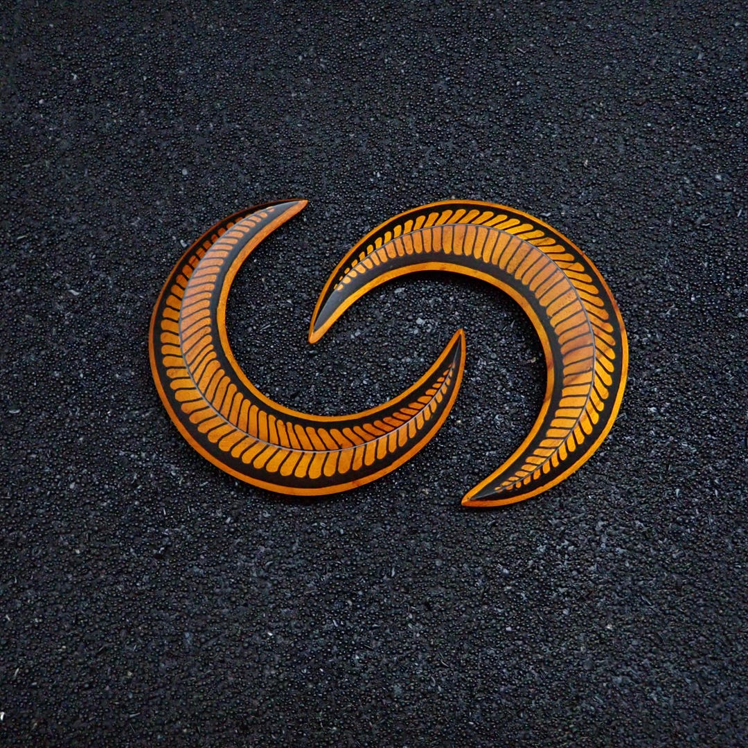 Crescent Hawk Pin Set of 2 Teak Wood Crescent Moon Hair Pins: Hand-drawn Celestial ...