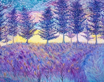 Van Gogh Style Mountain Oil Painting: Impressionist Sunset Landscape, 24x36 Canvas | ShopArtistChris
