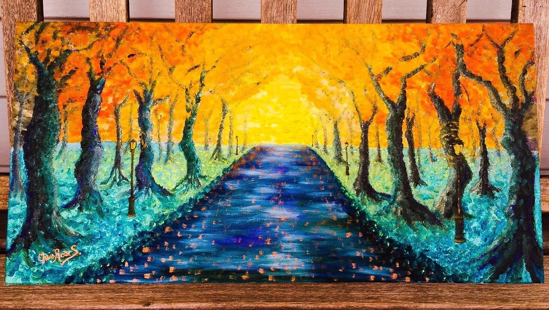 Van Gogh Style Autumn Sunset in Central Park – Original Oil Painting ...