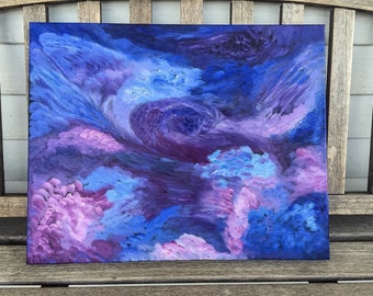 Abstract Angel Oil Painting on Black Canvas - Blue, Red, Purple Made-to-Order | ShopArtistChris