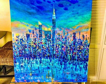 Van Gogh Style NYC Painting – Abstract Palette Knife Cityscape Art, Vibrant Boho Decor, ShopArtistChris