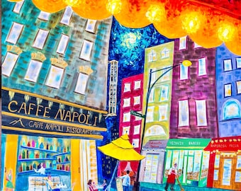 Van Gogh Style NYC Cityscape Painting: Abstract Impressionist Boho Wall Art Vibrant Street Scene