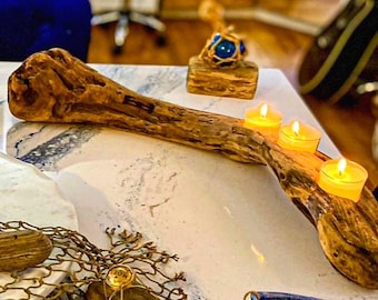 Statement Driftwood Candle Centerpiece – Handcrafted Coastal Sculpture, Reclaimed Wood Art by ShopArtistChris, Home Decor