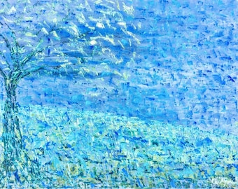 Spring Rain Van Gogh Style Oil Painting – Abstract Tree, April Showers, moody sky, ShopArtistChris