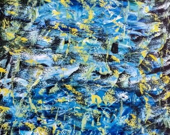 Textured Ocean Oil Painting – Abstract Sea Life, Vibrant Boho Textured Coastal Wall Art, ShopArtistChris
