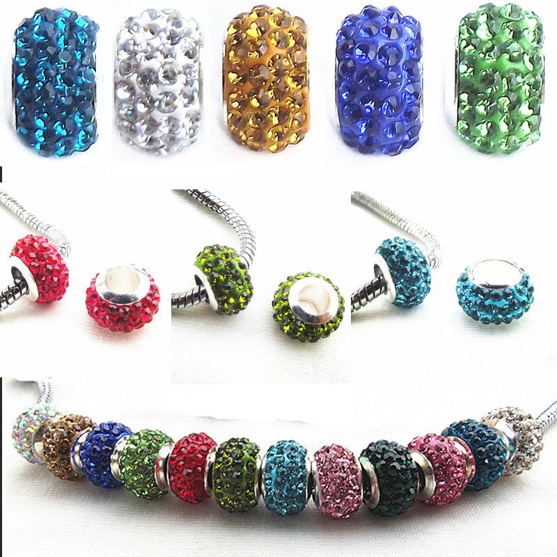 13Colors 1pc European Beads Charms Loose Beads DIY Silver Etsy