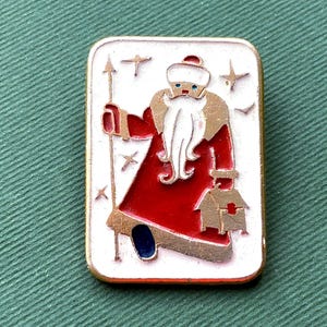 Jultomten - Vintage sovjetisk metallnål - Julgran, Sovjetunionen
