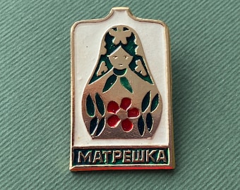 Vintage Matrjosjka Emaljnål, Rysk dockbrosch