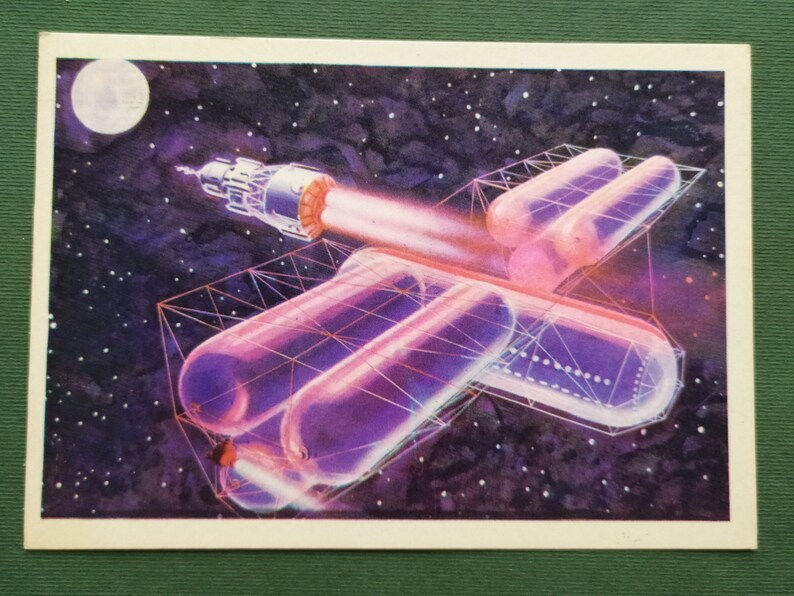 Leonov Space station launch A Sokolov 1968 Space Postcard A