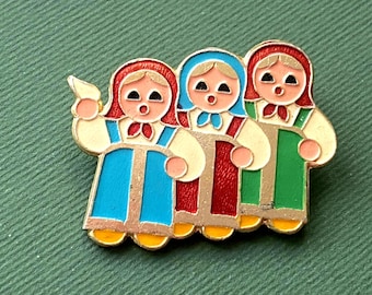 Matrjosjka-nål. Tre flickor. Folkdräkt. Vintage samlarmärke, Sovjetunionen A10