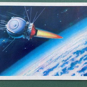 Carte postale spatiale vintage, inutilisée, URSS, carte postale soviétique - Vers la terre 1971