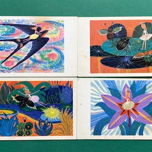 Däumelinchen - Hans Christian Andersen. Set von 12 Vintage Postkarten. Illustrator V. Ivanin 1967