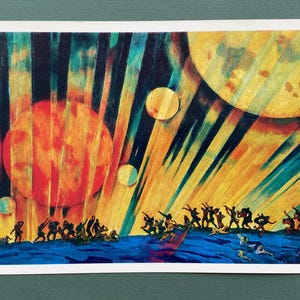 ZELDZAME vintage ruimtekaart C. Yuon - Nieuwe planeet, 1968