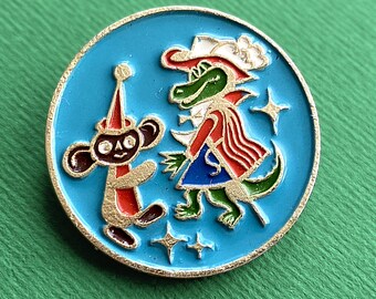 RARE Cheburashka and Crocodile Gena, Carnival  Pin. Vintage collectible badge