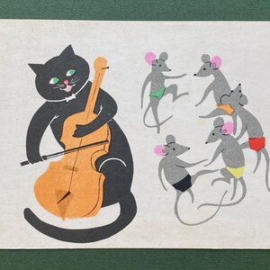 Russische Postkarte - Lustiges Konzert, Katz und Mäuschen, Illustrator von A. Startsev. Ungebrauchte Postkarte, 1964