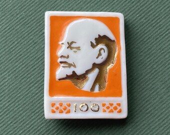 RARE Lenin. Porcelain Pin. Vintage collectible badge, Pin, Soviet Union, USSR 1960s A10
