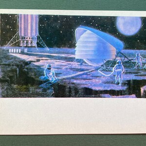 A. Sokolov, A. Leonov - "Construction d'une centrale électrique lunaire". Carte postale de l'espace. 1968