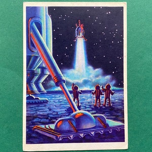 A. Sokolov, A. Leonov - "Dominare la Luna". Cartolina 1966