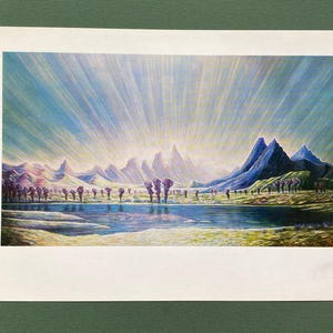 RARO Cartão Postal Espacial Vintage - G. Kurnin "Planeta do Sol Verde Esmeralda", Fantasia Espacial 1981