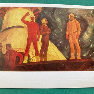 Sowjetische Postkarte - Künstler B. Okorokov "Goodbye, Earth", 1984