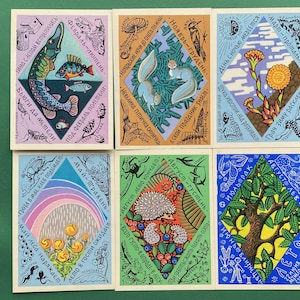 Mois de l'année - Lot de 16 cartes postales vintage, illustrateur A. Sementsov-Ogievsky, 1972