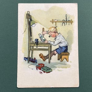 RARE Y. Severin, V. Chernukha "Pequeño maestro". Postal sin usar, 1956