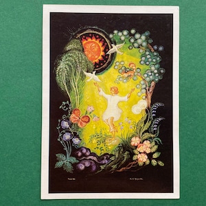 Yuri Gagarin - illustratore K. Kukulieva, B. Kukuliev. Cartolina. 1987