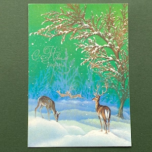 Cartão postal de Ano Novo, Cartão postal de Ano Novo, Natal, Não utilizado, Cartão de felicitações por A. Isakov - 1985