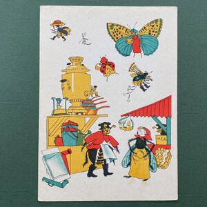 V. Konashevich. Illustrazione per "Fly Tsokotukha", cartolina postale inutilizzata, 1963