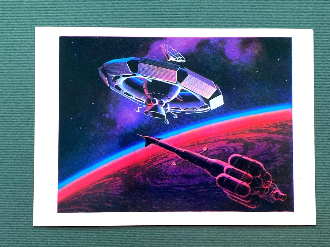 Vintage Space Postcard, Unused, Soviet Postcard 