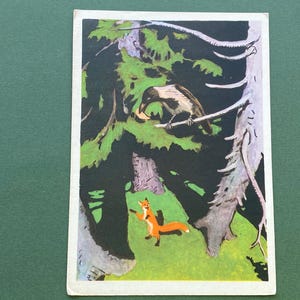 S. Nikolsky - de la fable de Krylov « Le corbeau et le renard » », carte postale neuve, 1961