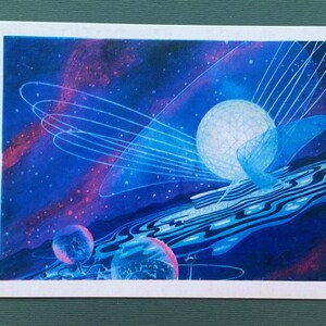 Vintage ruimtekaart A. Sokolov - Op een planeet met buitenaardse beschavingen, 1978