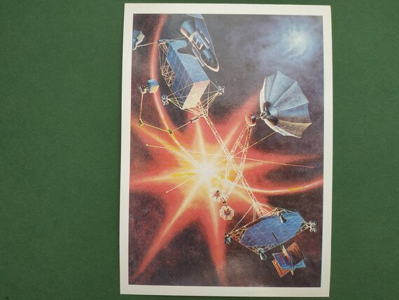 soviet calendar space nasso vintage postcard