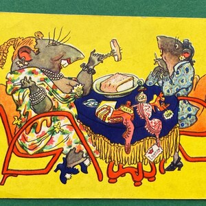 La fable de Mikhalkov « Deux copines ». Illustrateur par M. Mazrukho, Carte postale inutilisée. 1957