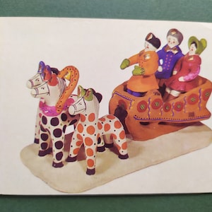 Ansichtkaart Matroesjka. Vintage Sovjet-dubbele briefkaart Gefeliciteerd briefkaart. Jaren 1970-1980