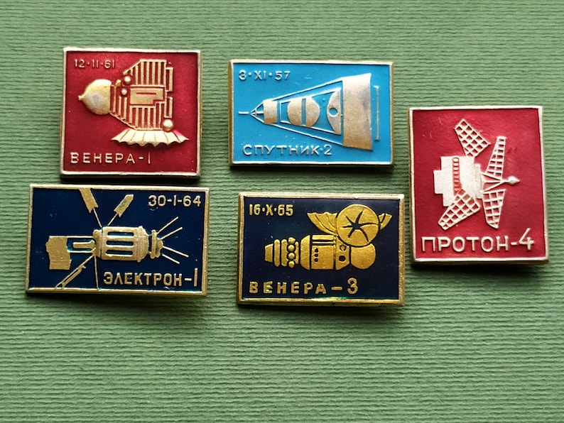 Space Pin Sputnik-2 Proton-4 Vintage collectible badge Electron-1 Venus-3,Venus-1 USSR Pick from set