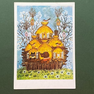 Y. Vasnetsov "Hund, Katze und Huhn." Unbenutzter Ansichtskarten. 1985