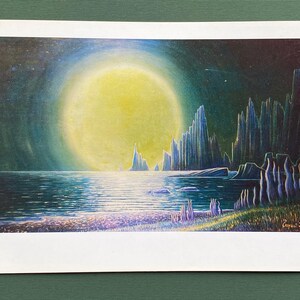 RARO Cartão Postal Espacial Vintage - G. Kurnin "Planeta do Sol Verde", Fantasia Espacial 1981