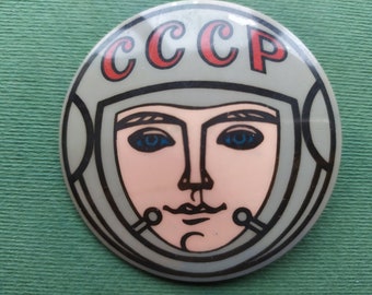 Cosmonaut Pin. Space, Cosmos. RARE Soviet Vintage plastic Badge. Made in USSR. Soviet PIN