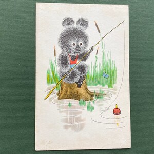 Illustratore di A. Golubev "Pesca", cartolina. 1969
