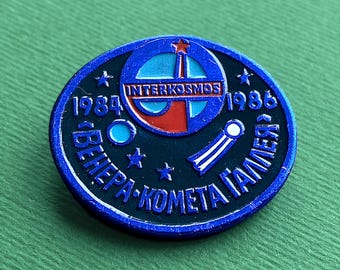 RARE Soviet interkosmos. Venus - Halley's Comet Pin, Space Badge, USSR Collectible, 1984-86 A4
