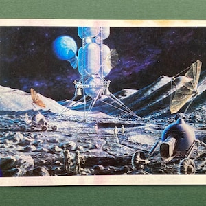 Vintage ansichtkaart ruimte, ongebruikt, USSR, Sovjet-briefkaart - op de maan. 1980