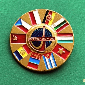 ZELDZAME Vintage Sovjet Intercosmos Speld, Ruimte Kosmos Badge, USSR Internationaal Ruimteprogramma Verzamelobject A11