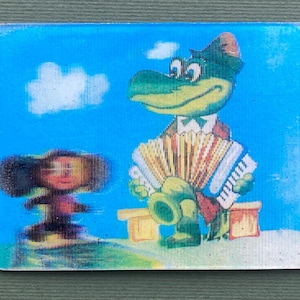 ZELDZAME Cheburashka en Crocodile Gena - cartoon stereokalender, 3D. Kalenderzakje van de USSR, 1984