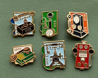 Telefoons. Set 6-delige pin. Vintage metalen verzamelbadge, Sovjet-vintage pin, vintage badge, gemaakt in de USSR A1